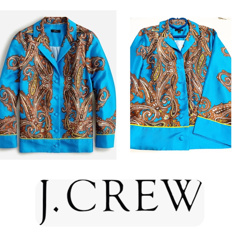 J.Crew Paisley Drapey Button Up Blouse Size Small   - Retro Print